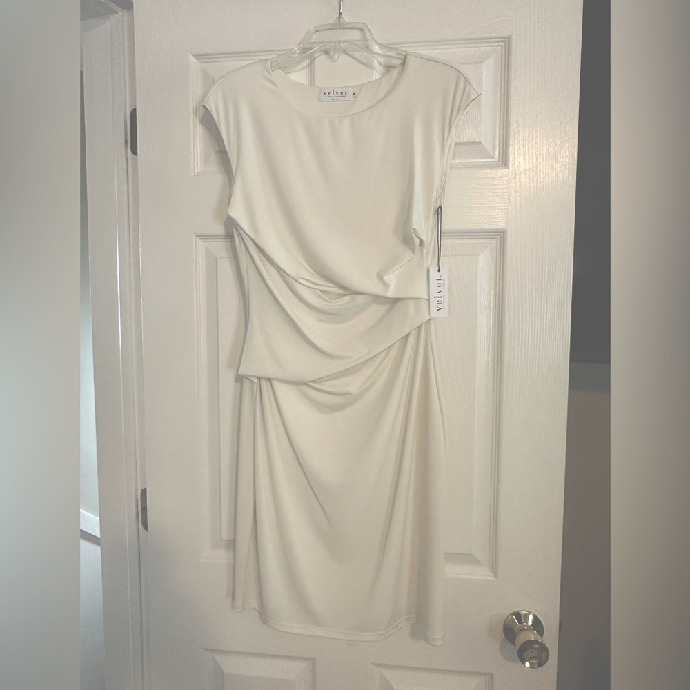 New with Tags.  Velvet By Graham & Spencer cream sheath dress M